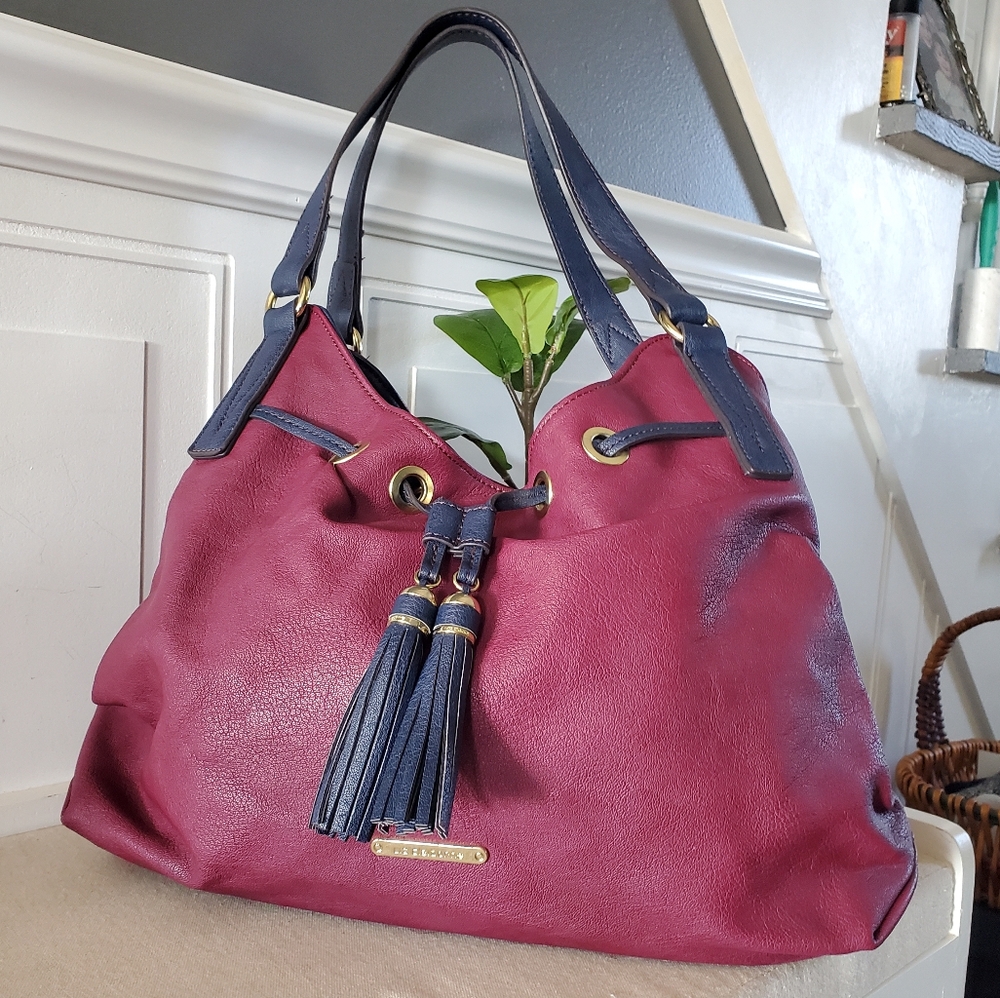 Liz Claiborne Burgundy and Navy Hobo Bag
